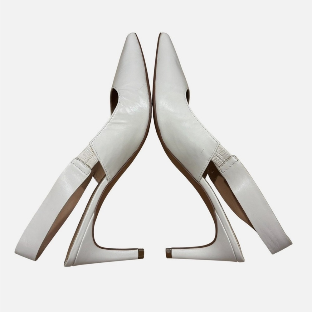 Elegant White Sling Back Pointed Toe Heels Bow Detail Pumps 6.5 - Picture 7 of 10